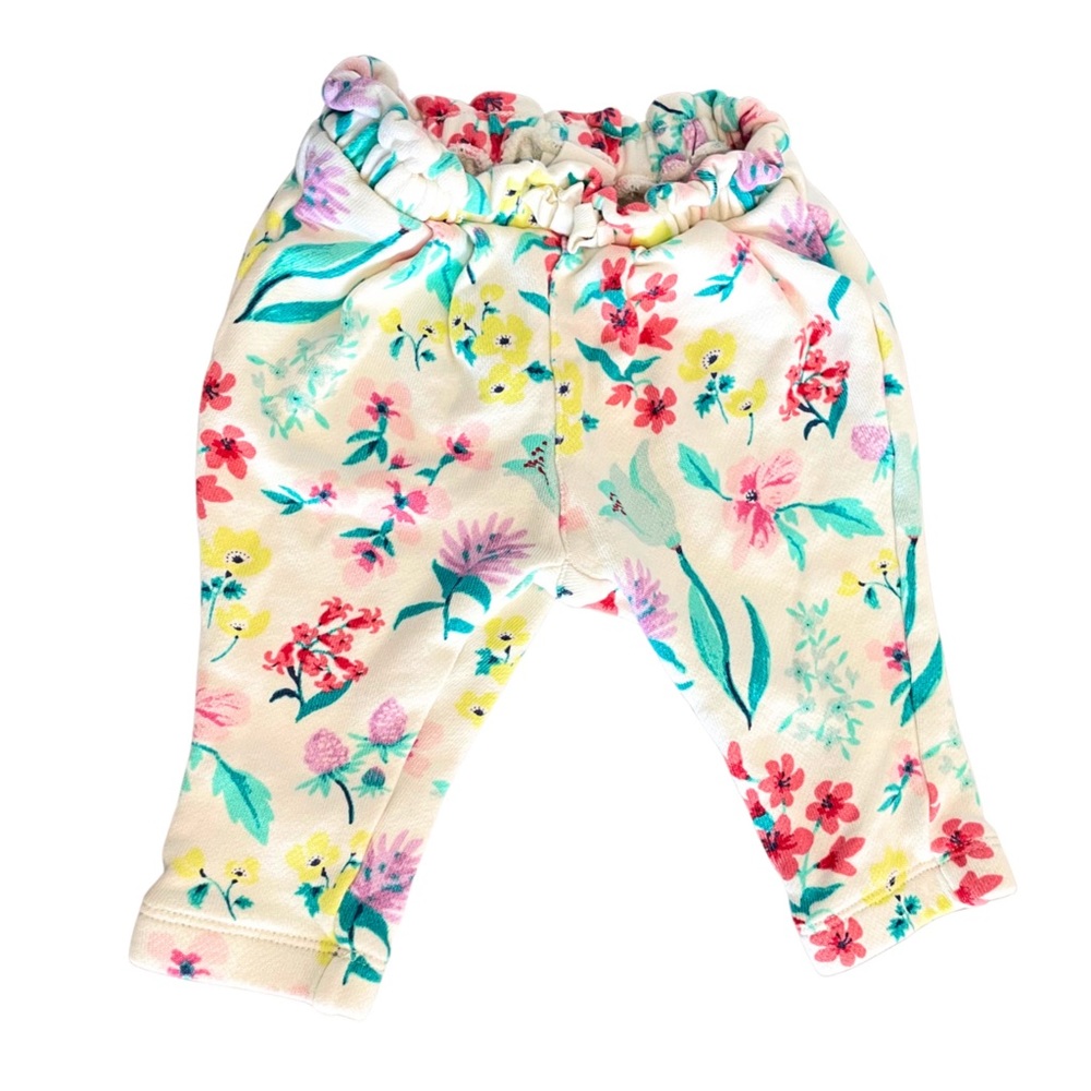 Gap Baby Girls Bright Floral Terry Sweatpants | Colorful Cotton Pants | 3-6m